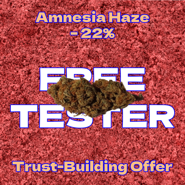 FREE / 0.3g Amnesia Haze – 22% THC (Trust-Building Offer)